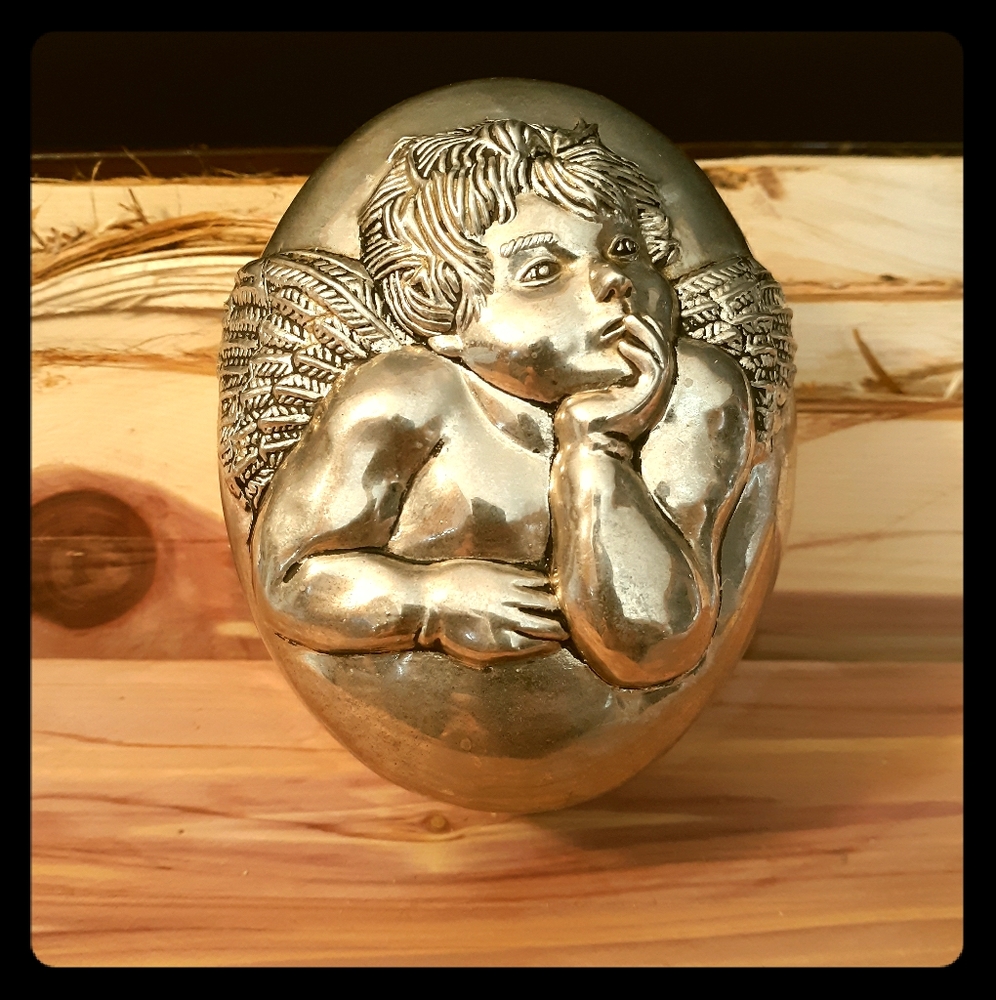 Vintage Godinger silver cherub trinket box